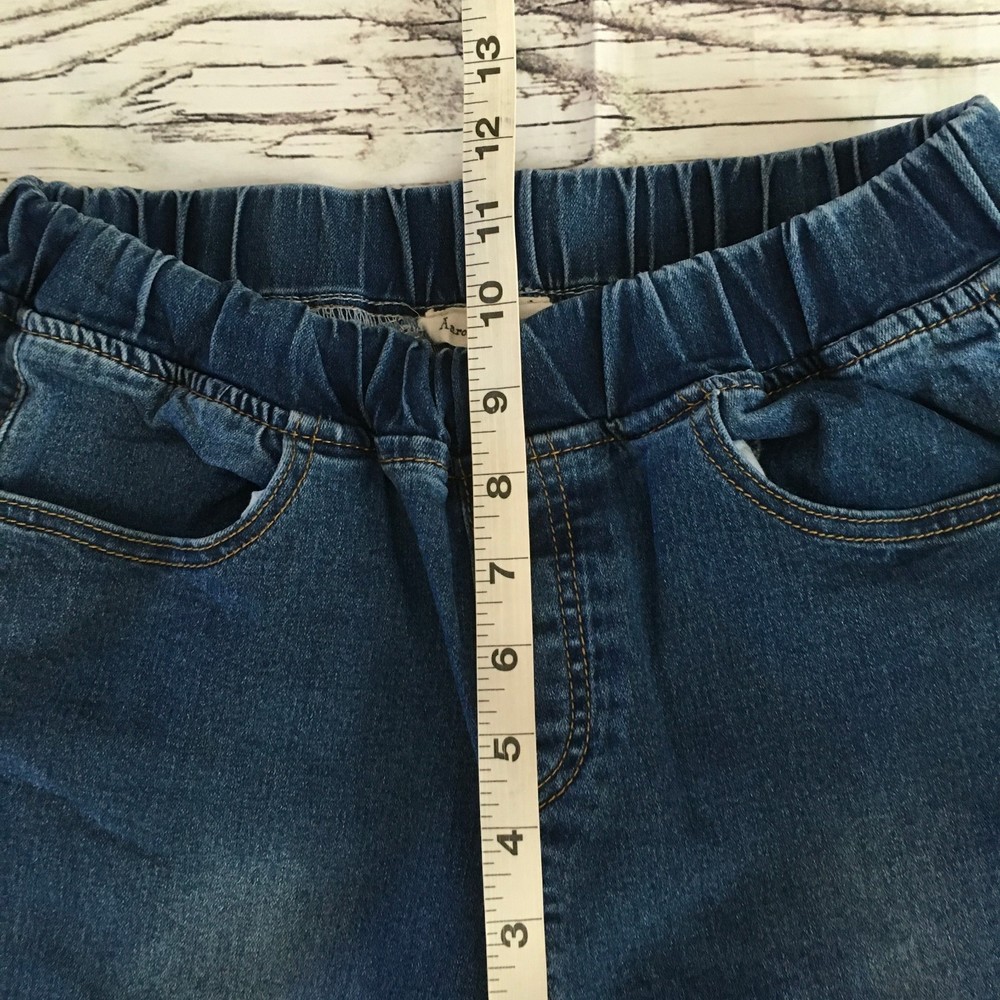 Aaron & Amber Women Jean Pants Size M Cotton Blend Elastic Waist Pull On Pockets - Picture 10 of 11